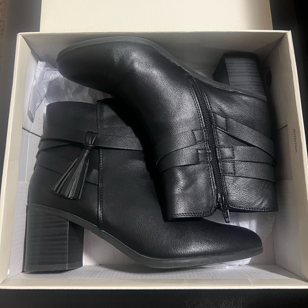 Style & Co. Black Tassel Strap Ankle Bootie